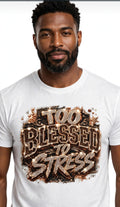 Fenix Rich Too Blessed To Stress Unisex Rhinestone Graphic T-Shirt
