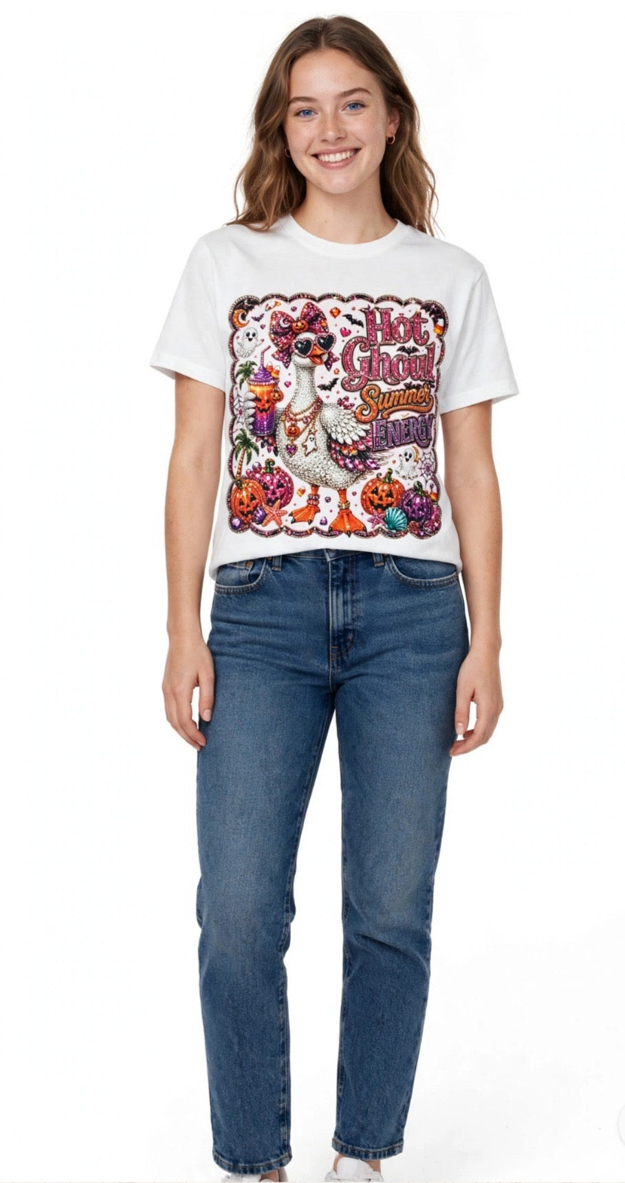 Fenix Rich Hot Ghoul Summer Funny Goose Women's Halloween Graphic T-Shirt