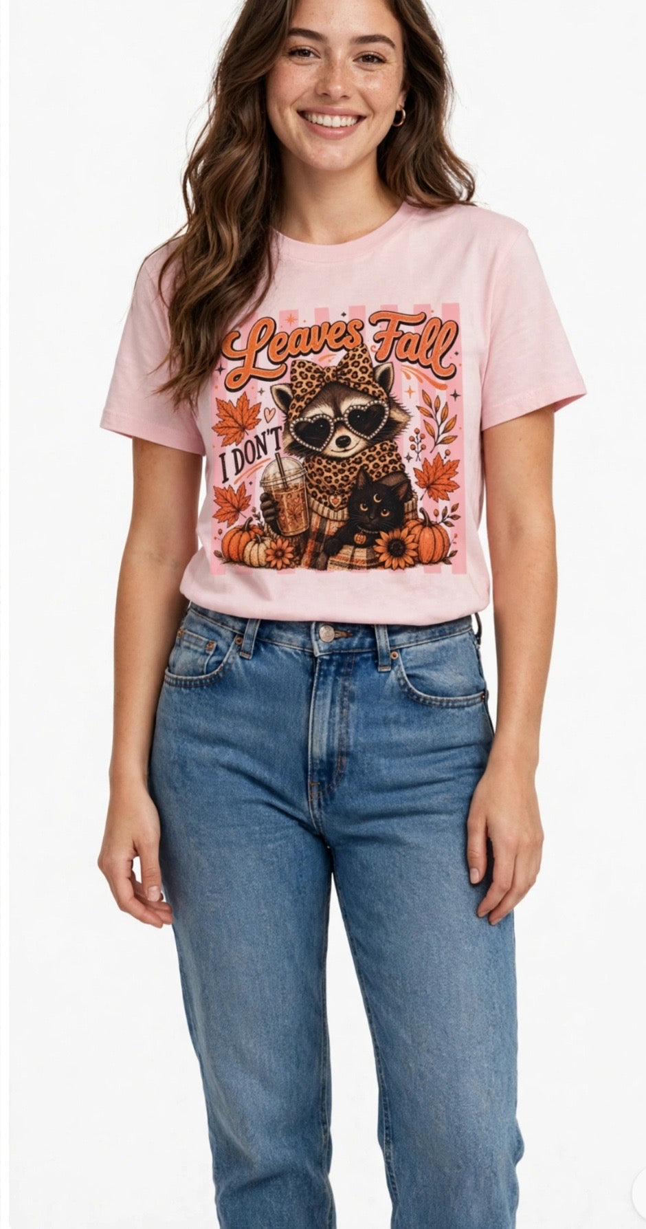 Fenix Rich Leaves Fall I Don't Boujee Raccoon Women's Fall Graphic T-Shirt