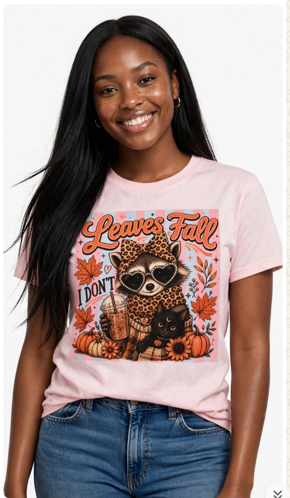 Fenix Rich Leaves Fall I Don't Boujee Raccoon Women's Fall Graphic T-Shirt