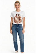 Fenix Rich Boujee Leopard Print Iced Coffee Ghost Women's Halloween Graphic T-Shirt