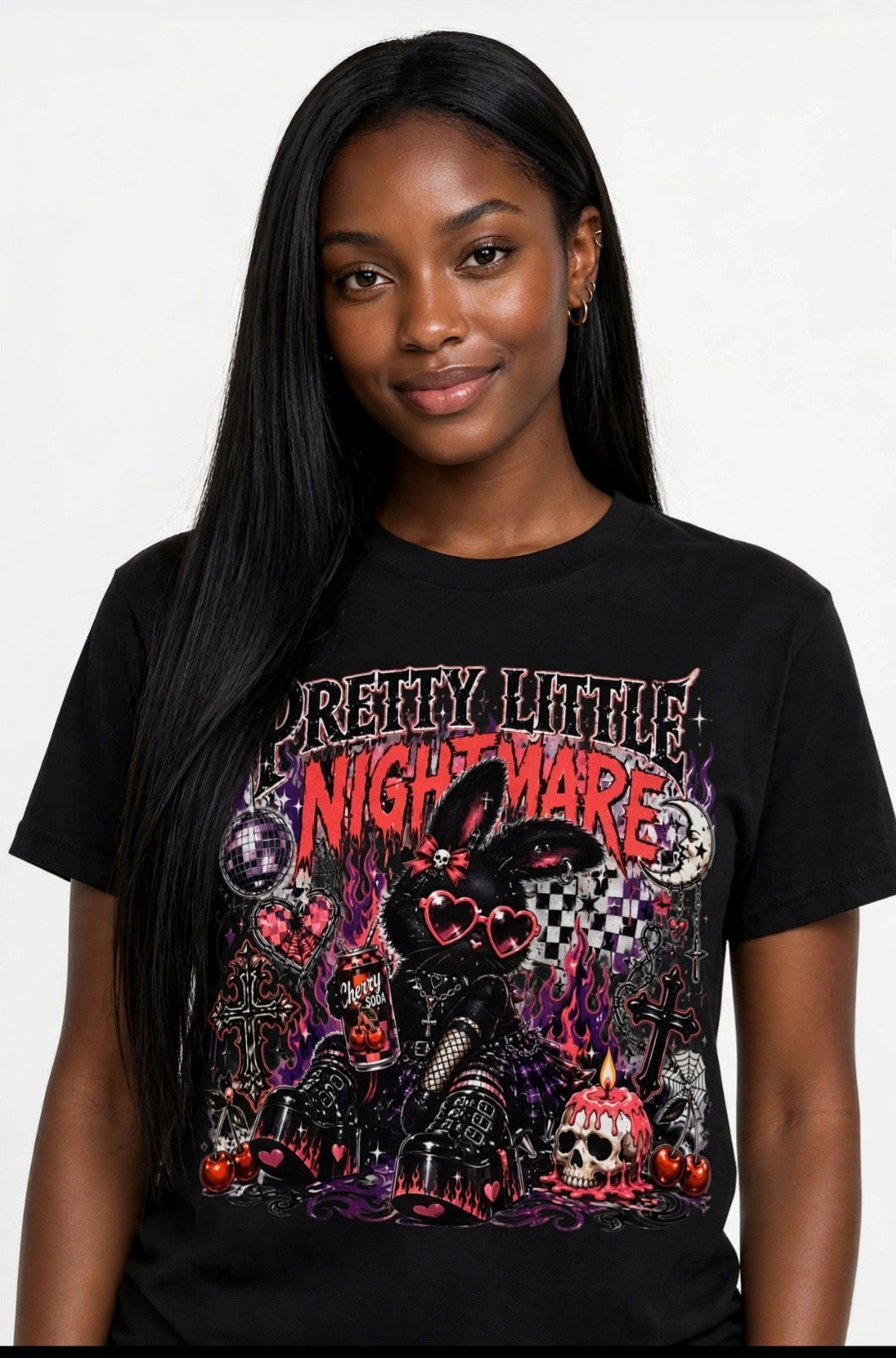 Fenix Rich Pretty Little Nightmare Goth Bunny Women's Graphic T-Shirt