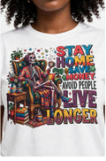 Fenix Rich Stay Home Save Money Avoid People Funny Skeleton Women's Graphic T-Shirt