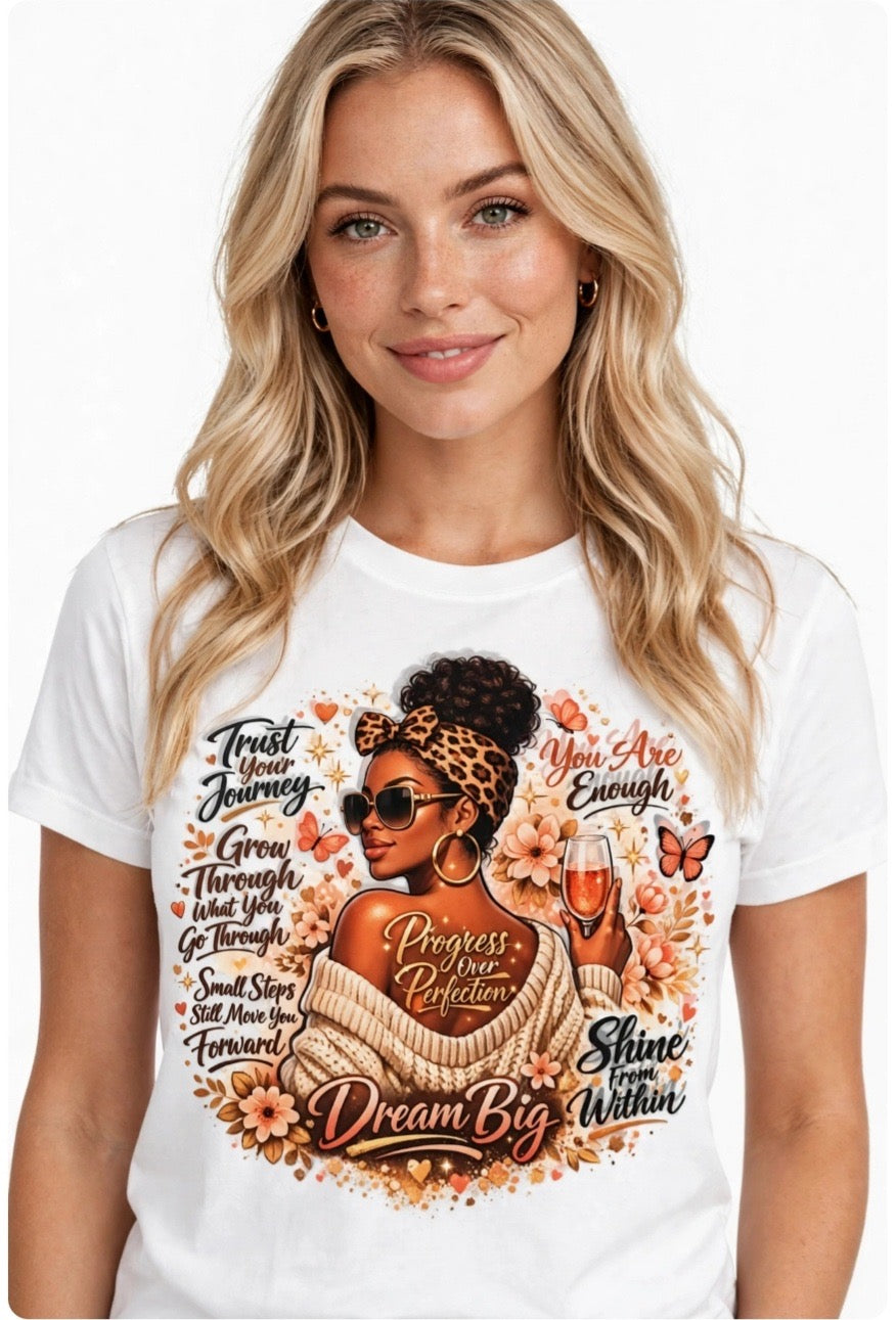 Fenix Rich Trust Your Journey You Are Enough Women's Affirmation Graphic T-Shirt