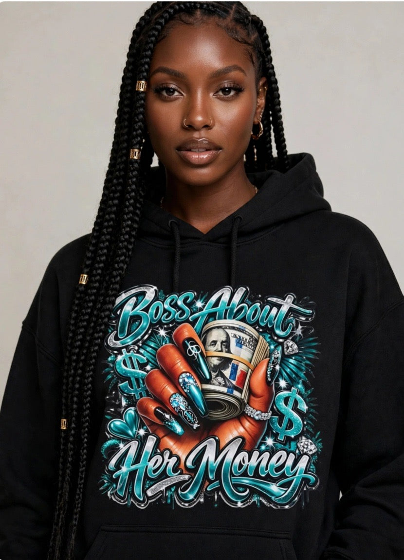 Fenix Rich Boss About Her Money Glam Women's Graphic Hoodie