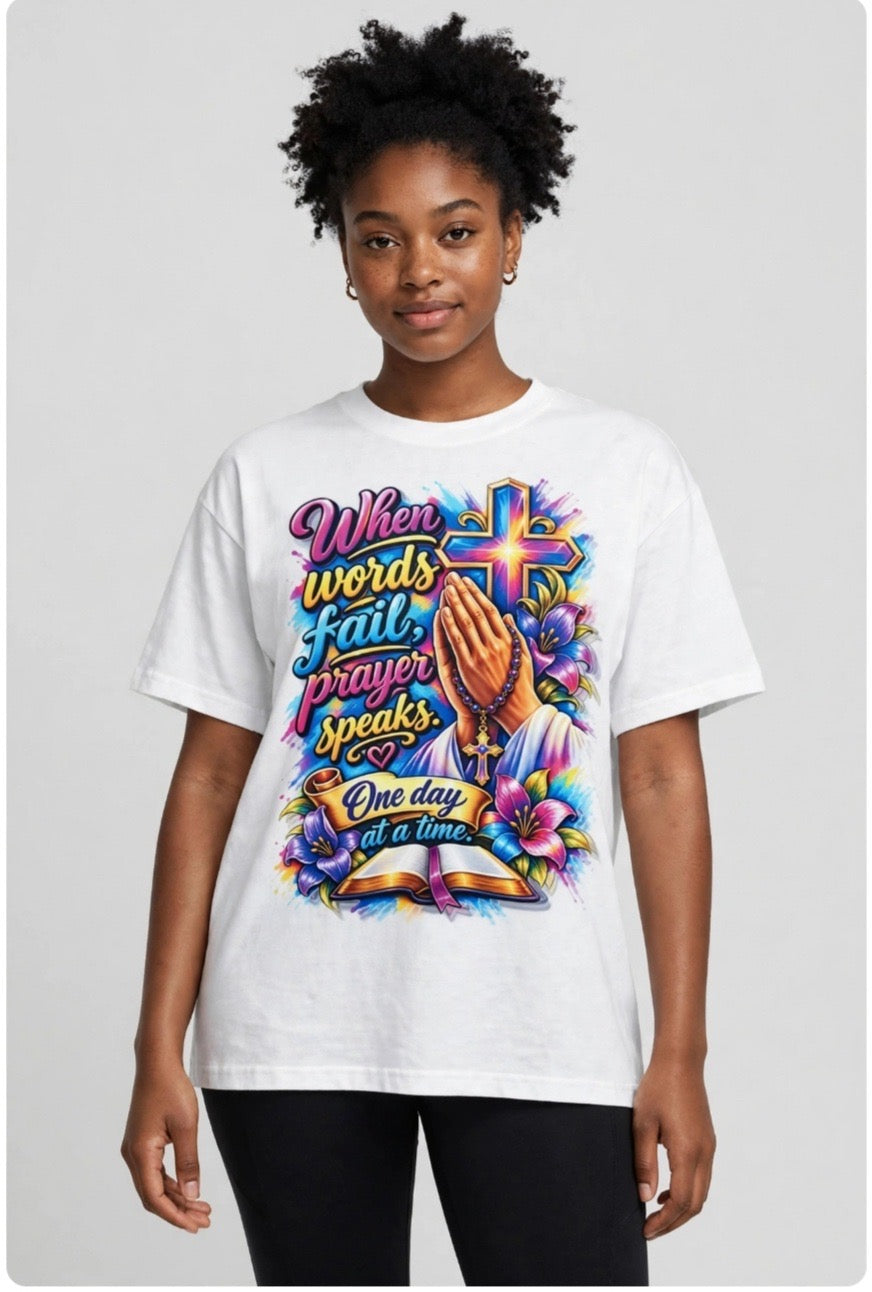 Fenix Rich When Words Fail Prayer Speaks Women's Graphic T-Shirt