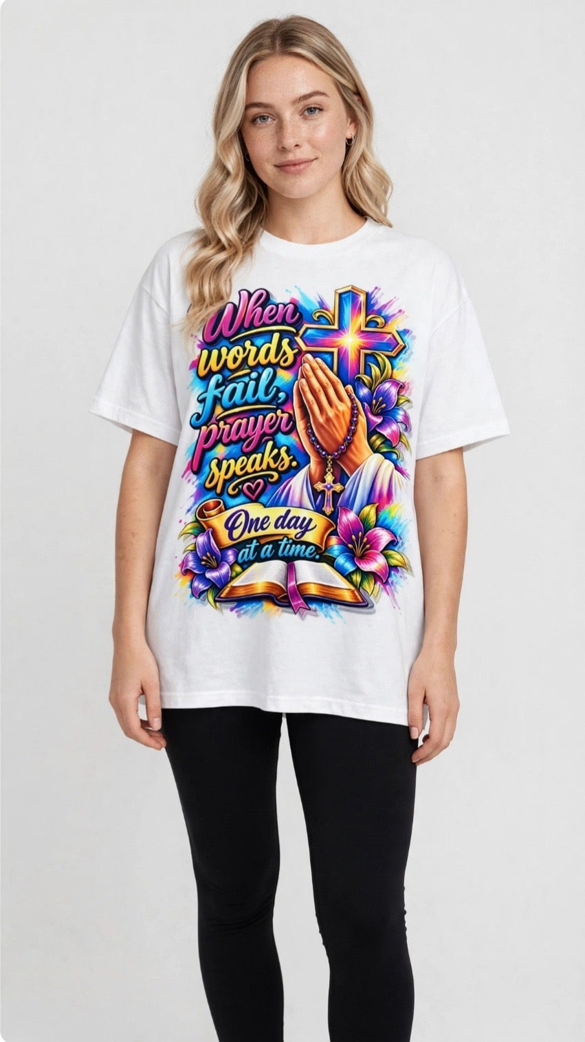 Fenix Rich When Words Fail Prayer Speaks Women's Graphic T-Shirt