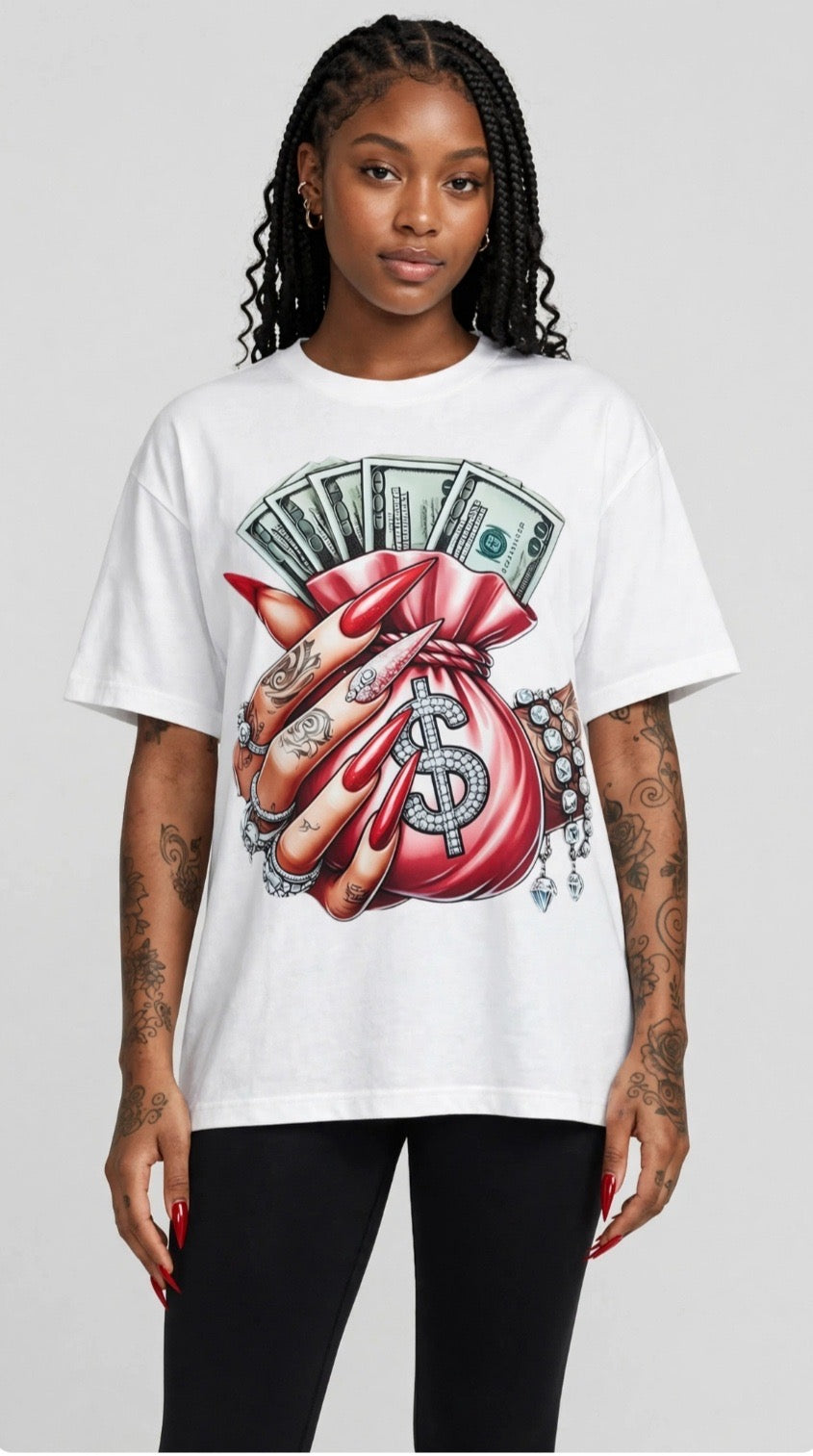 Fenix Rich Secure The Bag Pink Money Bag Baddie Women's Graphic T-Shirt