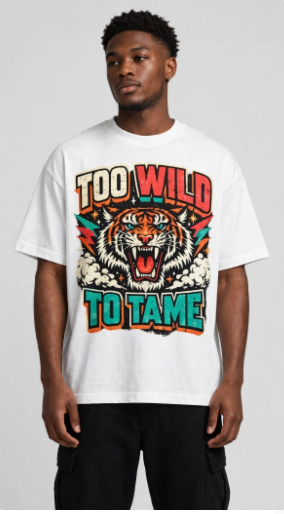 Fenix Rich Too Wild To Tame Roaring Tiger Men's Streetwear Graphic T-Shirt
