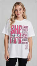 Fenix Rich She Is A Fighter Strong Chosen Beautiful Pink Ribbon Women's Graphic T-Shirt