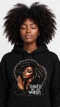 Fenix Rich Flawed But Still Worthy Praying Girl Women's Graphic Hoodie