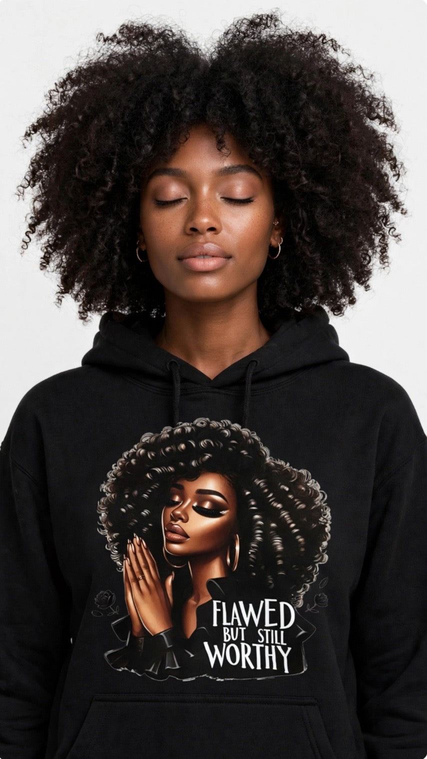 Fenix Rich Flawed But Still Worthy Praying Girl Women's Graphic Hoodie