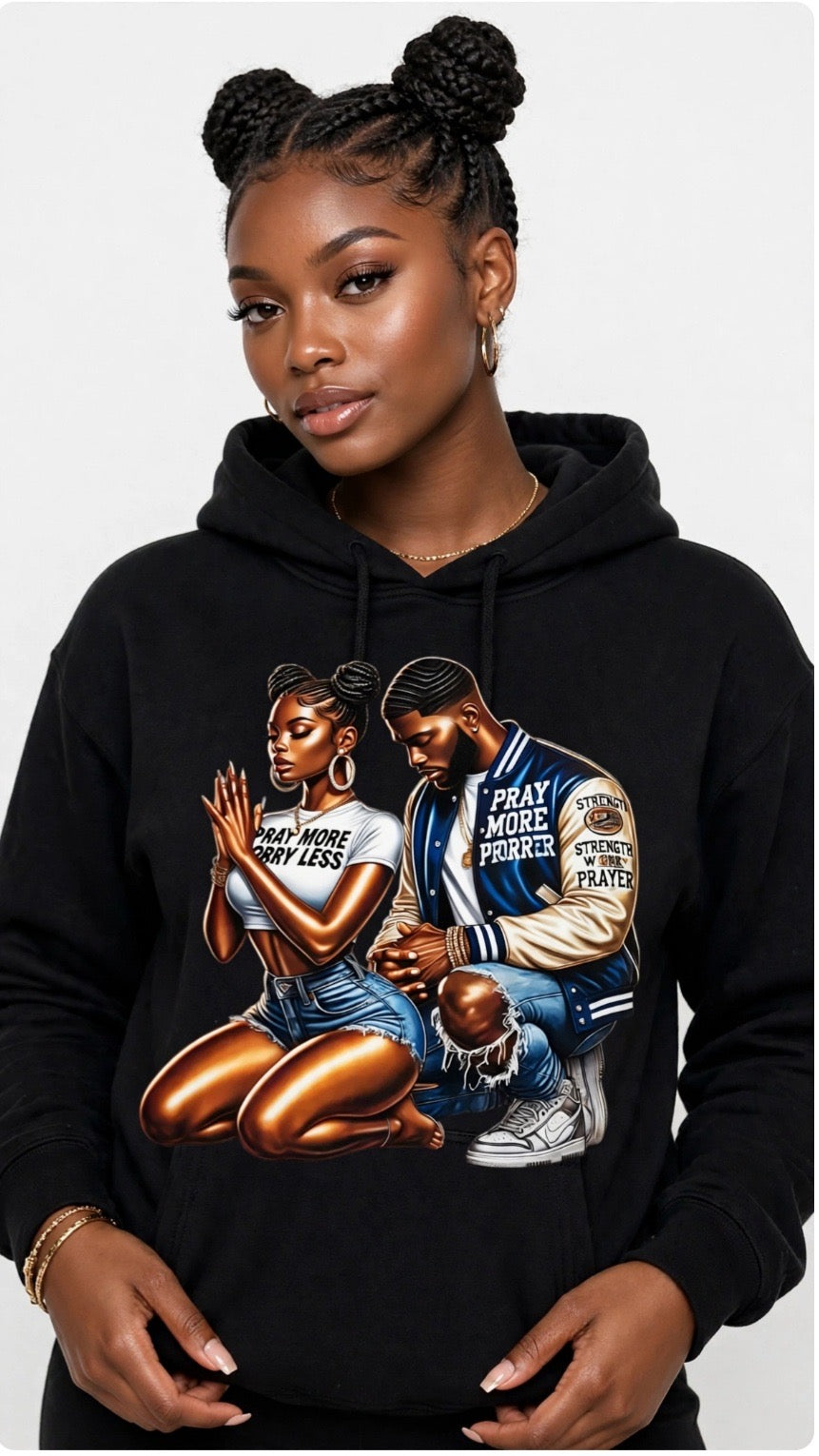Fenix Rich Pray More Worry Less Prayer Graphic Hoodie Unisex