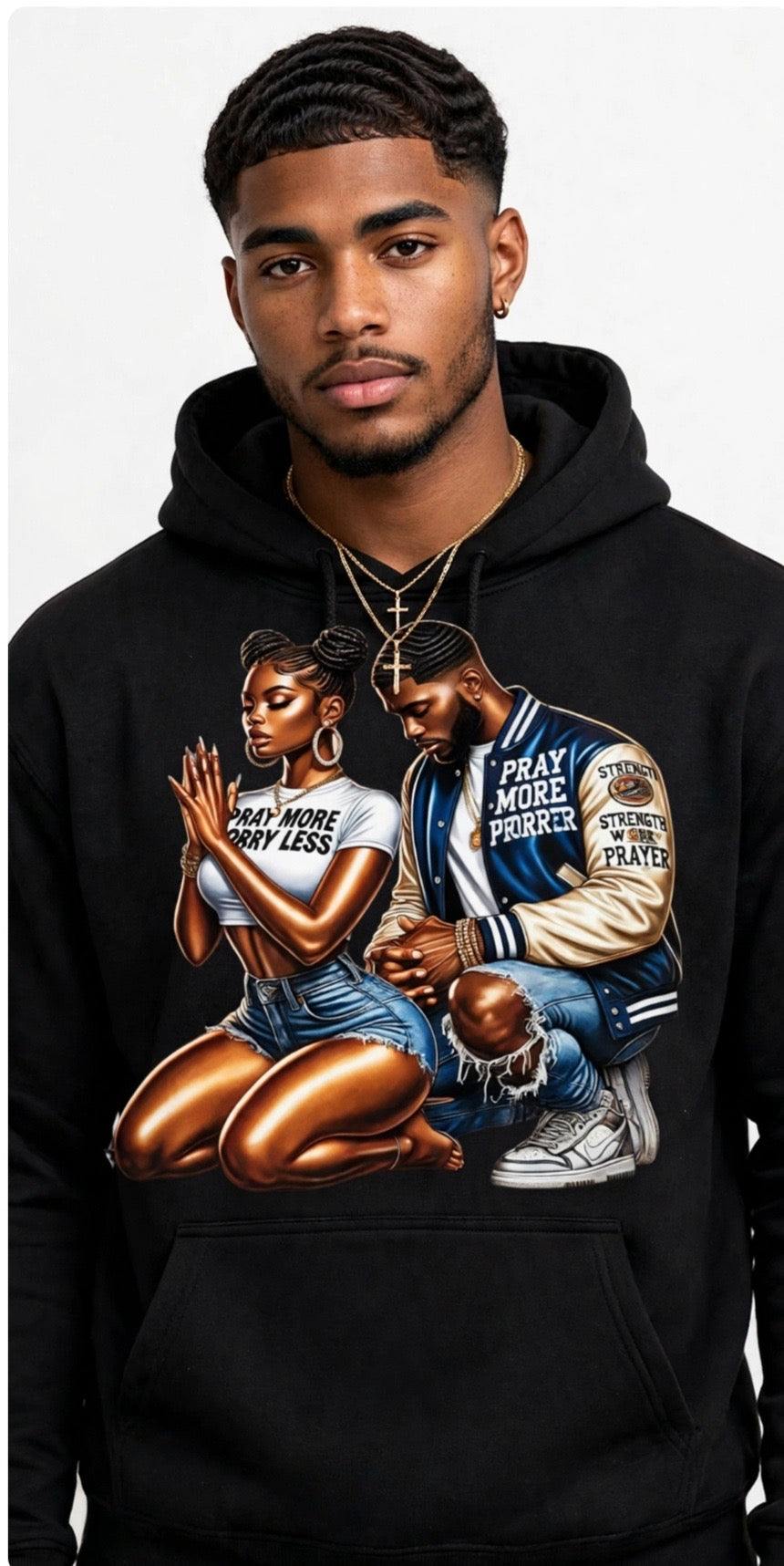 Fenix Rich Pray More Worry Less Prayer Graphic Hoodie Unisex