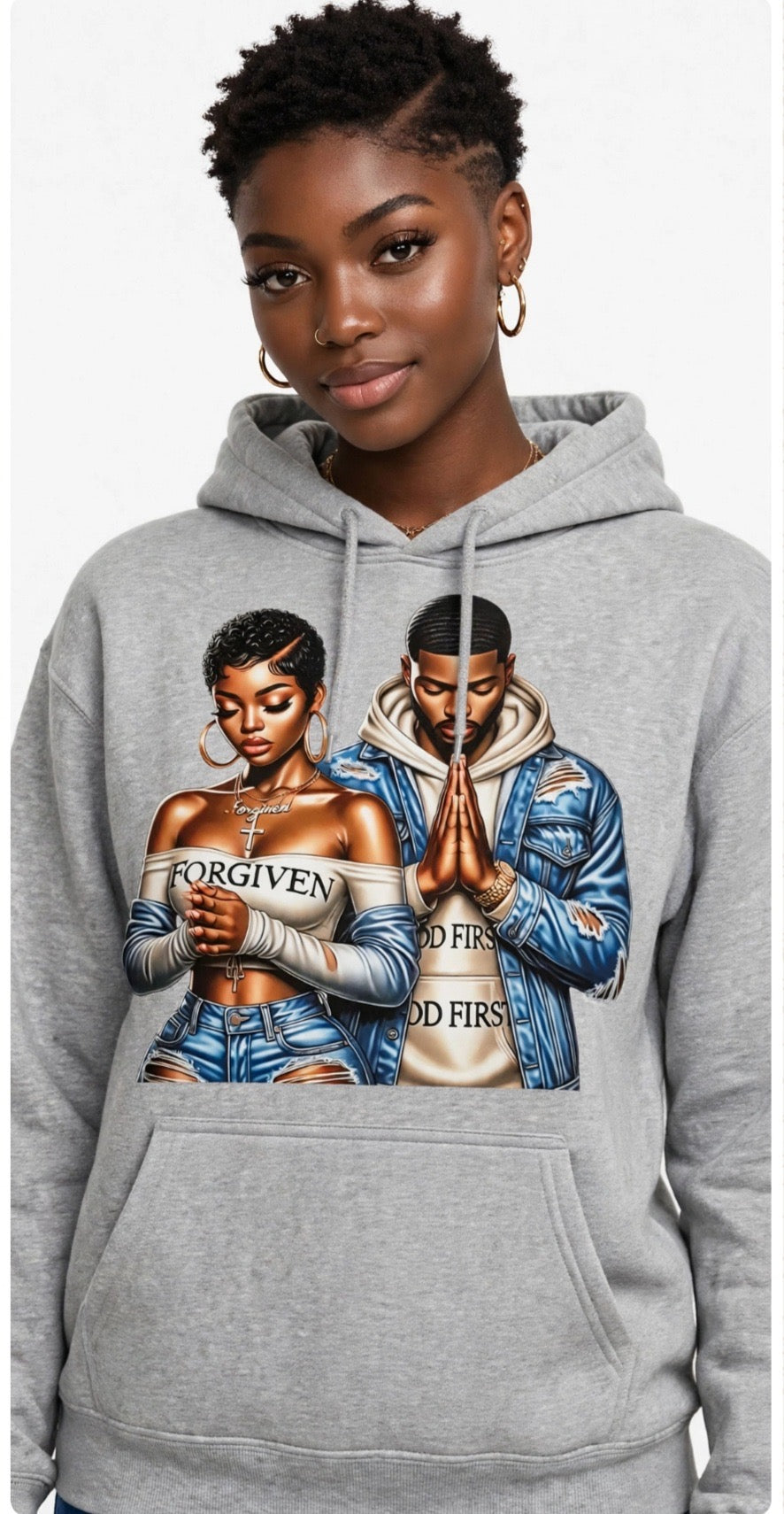 Fenix Rich Forgiven God First Couples Prayer Graphic Hoodie