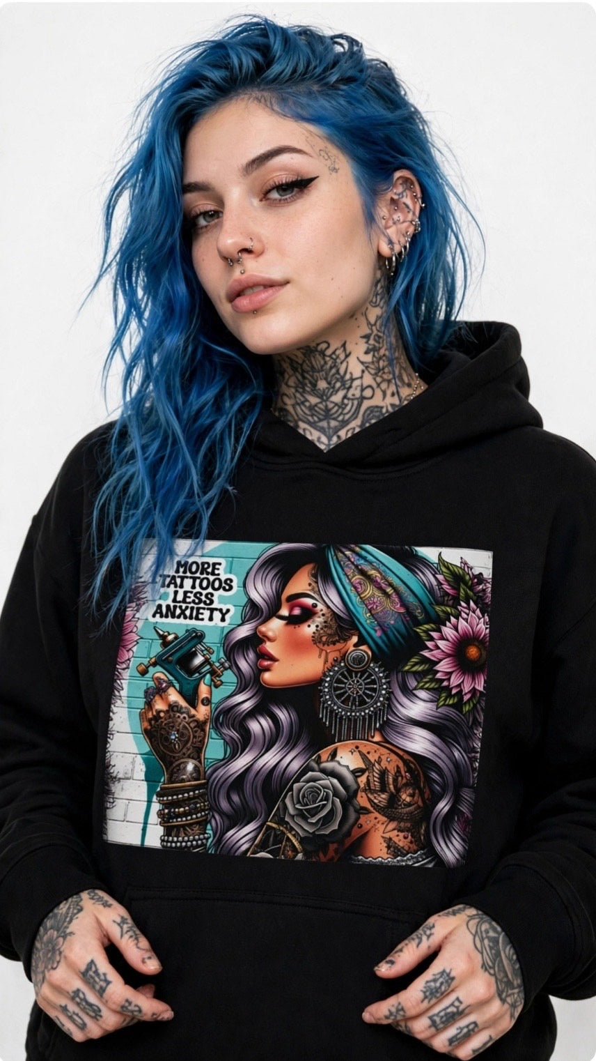 Fenix Rich More Tattoo Good Vibes Tattoo Girl Women's Graphic Hoodie Pullover