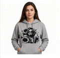 Fenix Rich Women's Grey Tattoo Girl Sunflower Peace Sign Graphic Hoodie Pullover